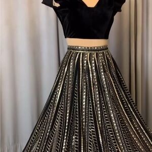 Elegant Black and Gold Embellished Skirt